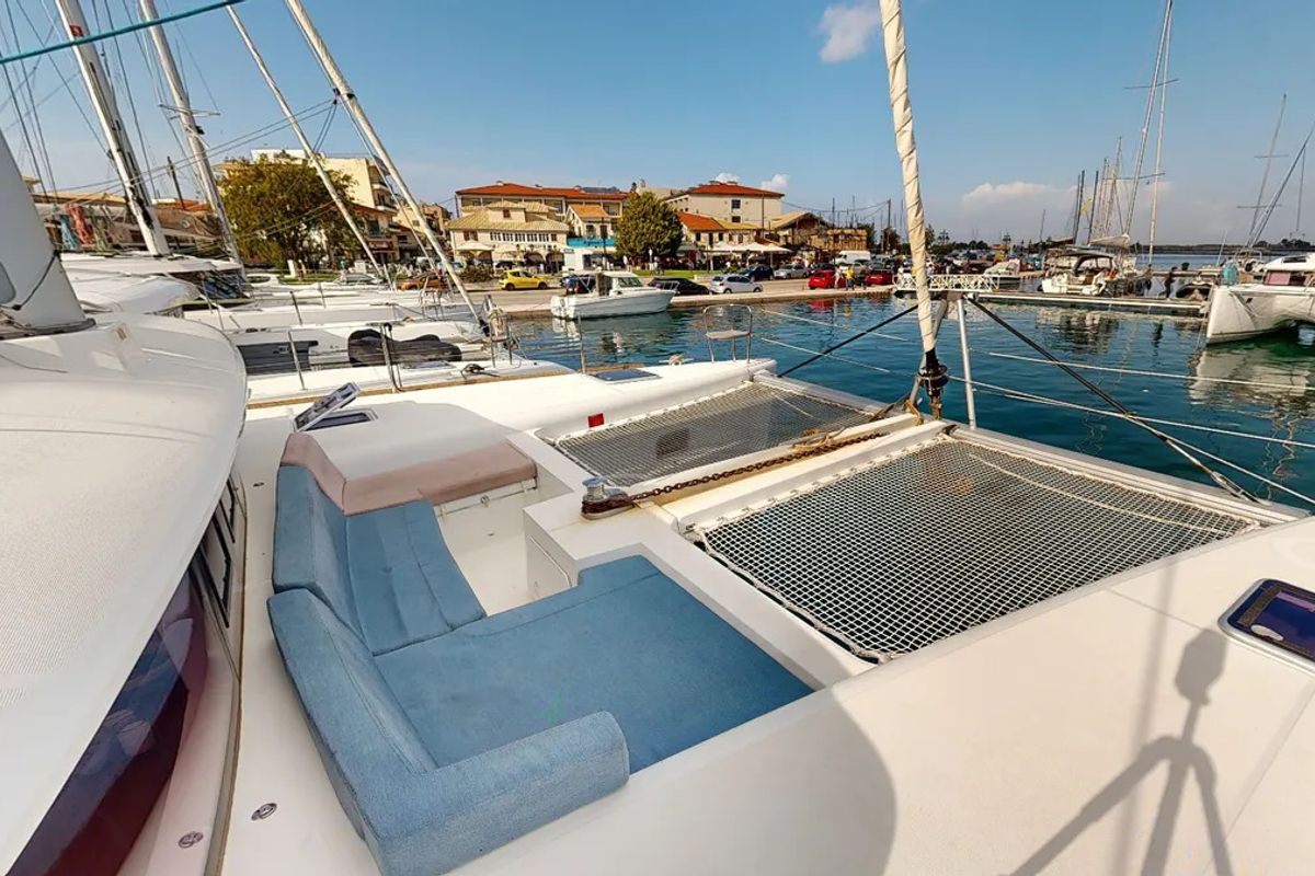 Deck of Zacapa, a Lagoon 450 F catamaran at Municipal Unit of Ellomenos, Greece