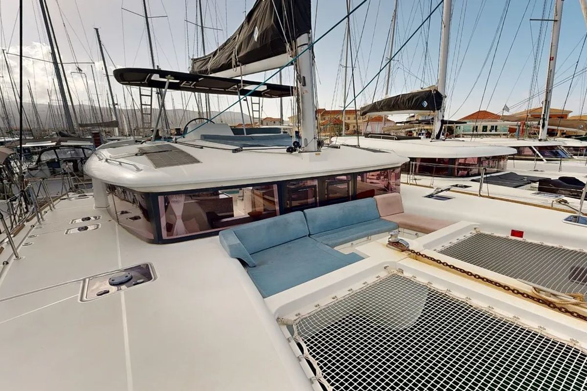 Deck of Zacapa, a Lagoon 450 F catamaran at Municipal Unit of Ellomenos, Greece