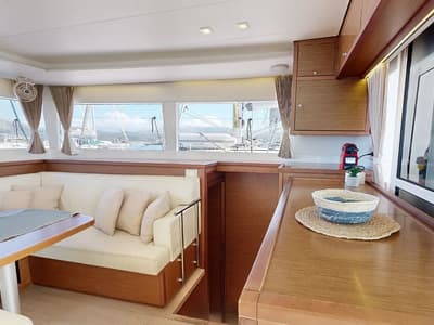 Salon of Zacapa, a Lagoon 450 F catamaran at Municipal Unit of Ellomenos, Greece