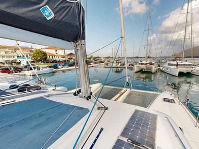 Deck of Zacapa, a Lagoon 450 F catamaran at Municipal Unit of Ellomenos, Greece