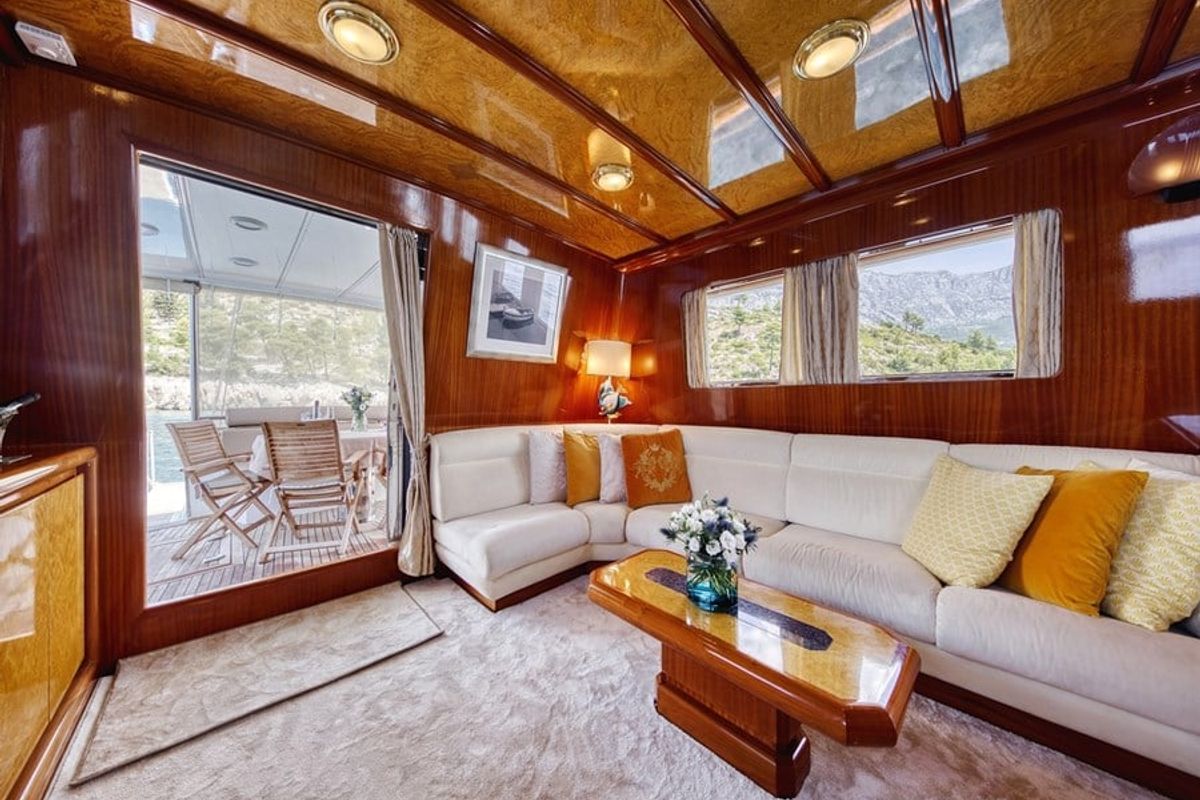 Salon of MY Blanka, a CCYD M/Y Blanka yacht at Split, Croatia