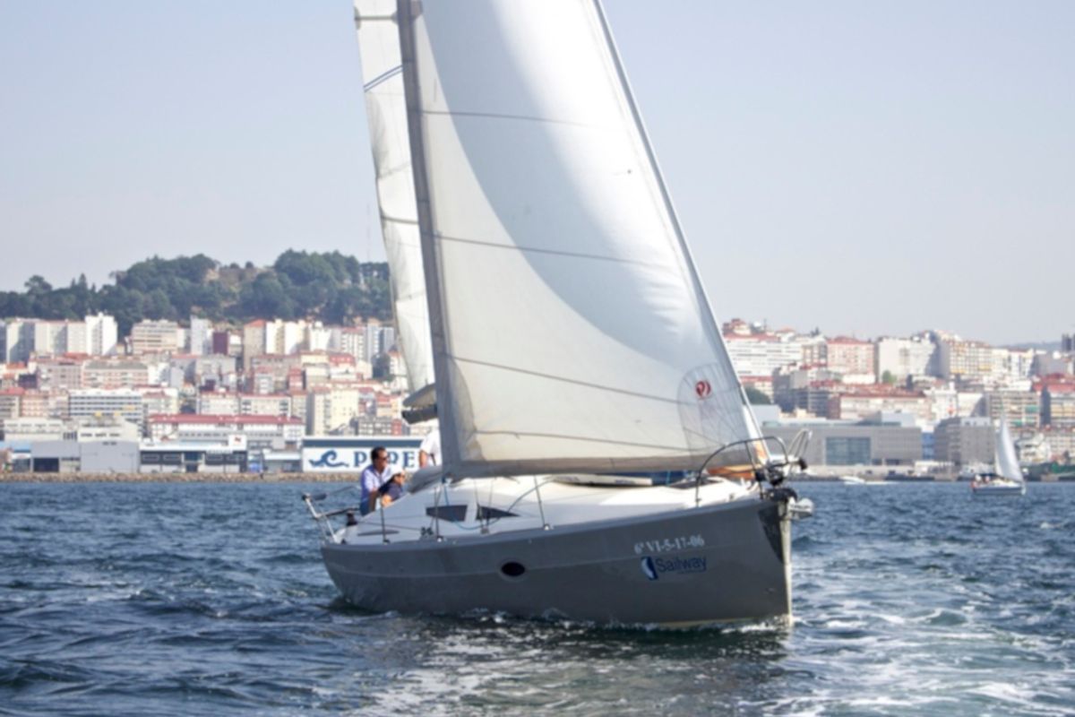 Exterior view of Sailway Cinco, a Elan Impression 344 sailboat at Vigo, Spain