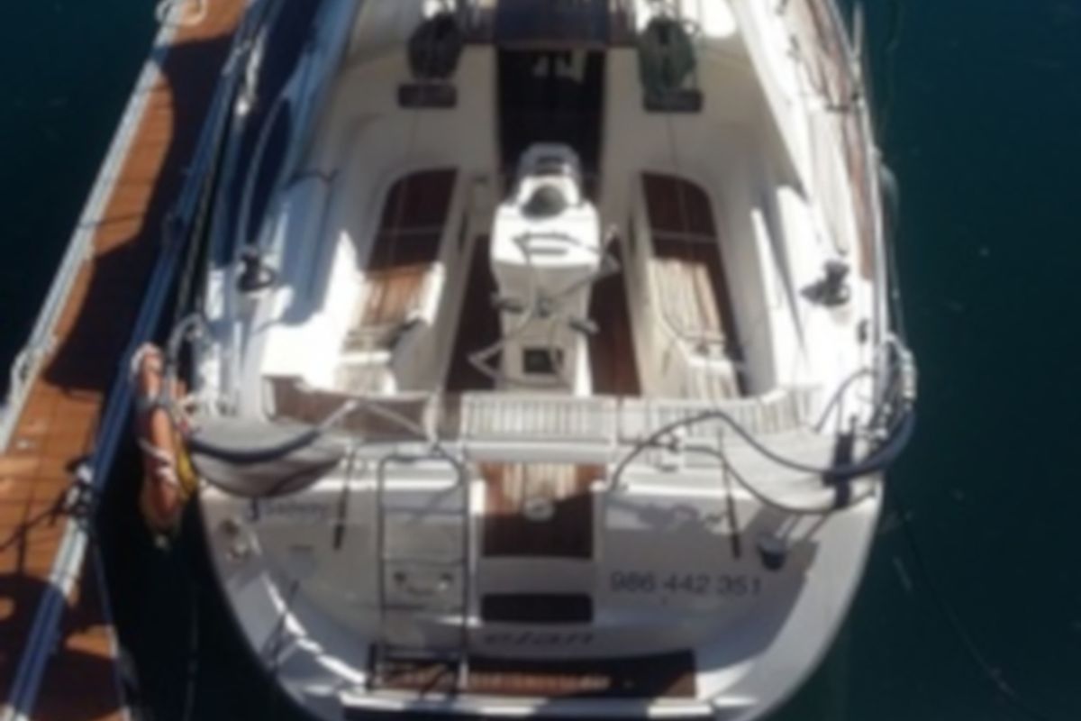 Deck of Sailway Cinco, a Elan Impression 344 sailboat at Vigo, Spain