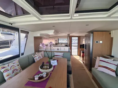 Salon of ANAFI - Fully Equipped, a Bali 4.6 catamaran at Lavreotiki Municipal Unit, Greece