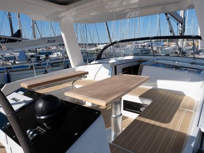 Deck of Gin Tonic, a Hanse Yachts Hanse 460 sailboat at Rosignano Solvay, Italy