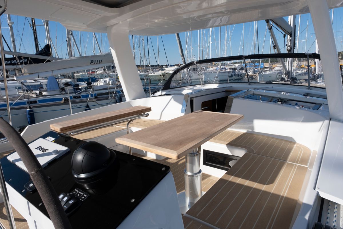 Deck of Gin Tonic, a Hanse Yachts Hanse 460 sailboat at Rosignano Solvay, Italy