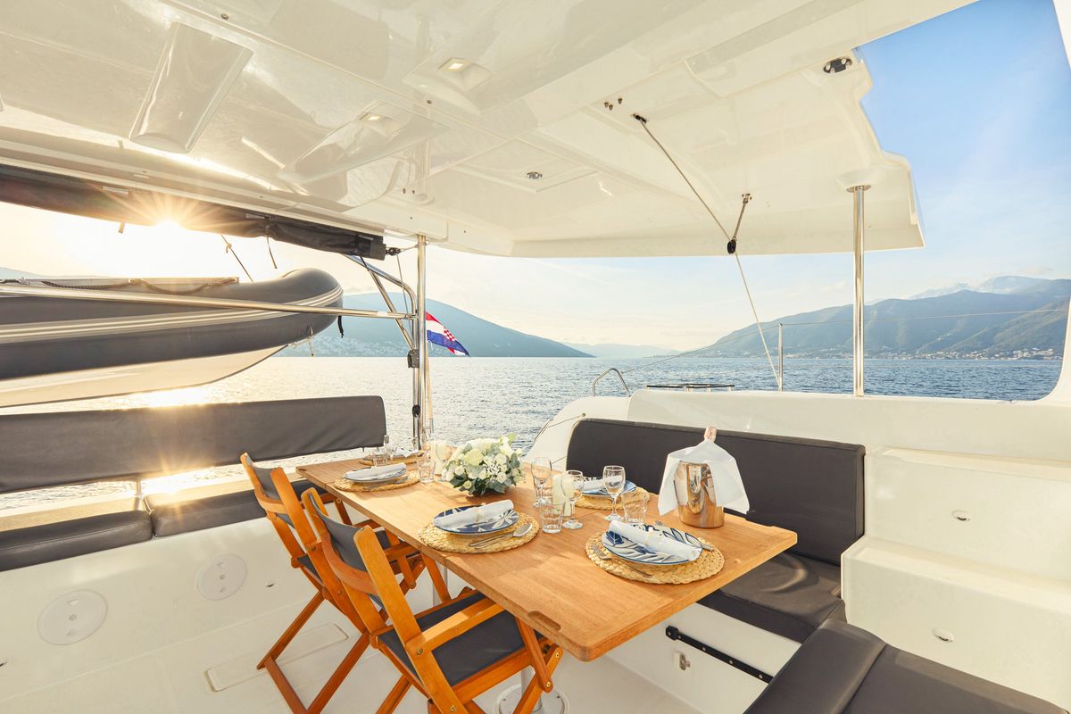 Deck of Naya, a Lagoon 46 catamaran at Dubrovnik, Croatia