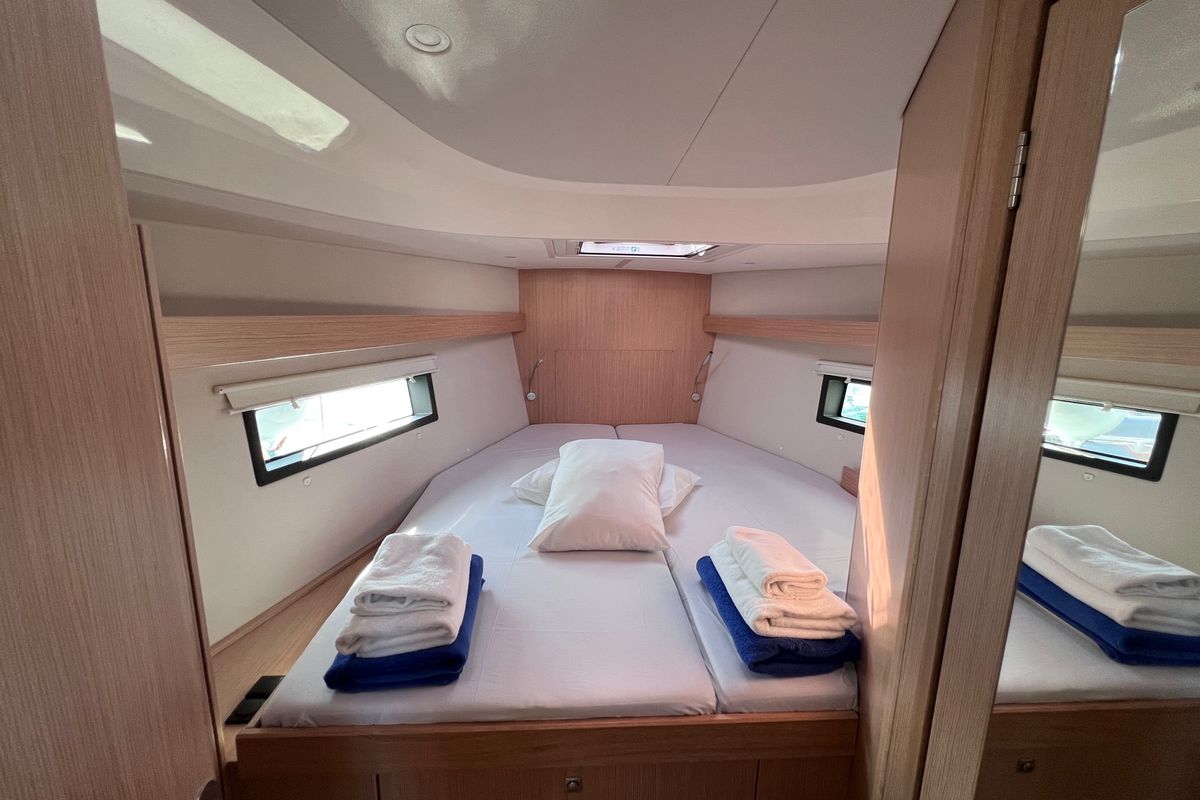 Cabin on Kaze Maru, a Bavaria C42 sailboat at Volos Municipality, Greece