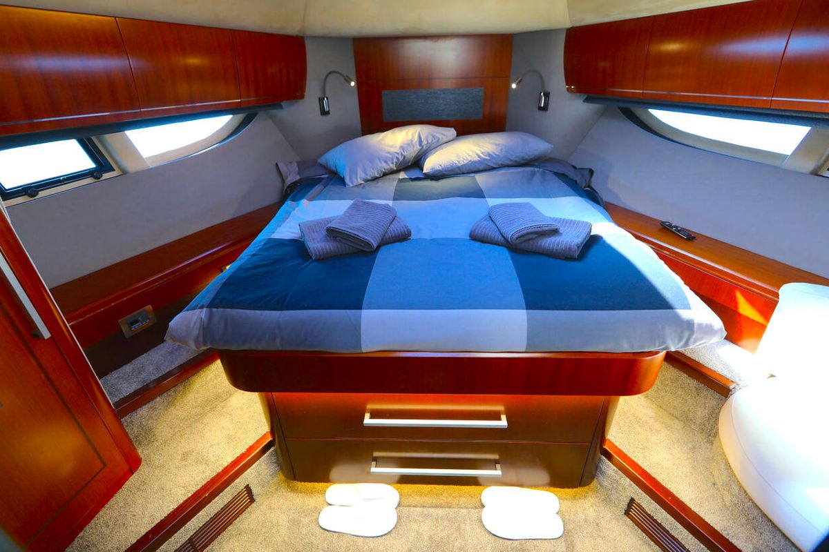 Cabin on Bella Zio, a Galeon 640 Fly yacht at Split, Croatia