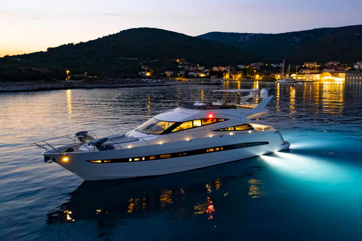 Exterior view of Bella Zio, a Galeon 640 Fly yacht at Split, Croatia
