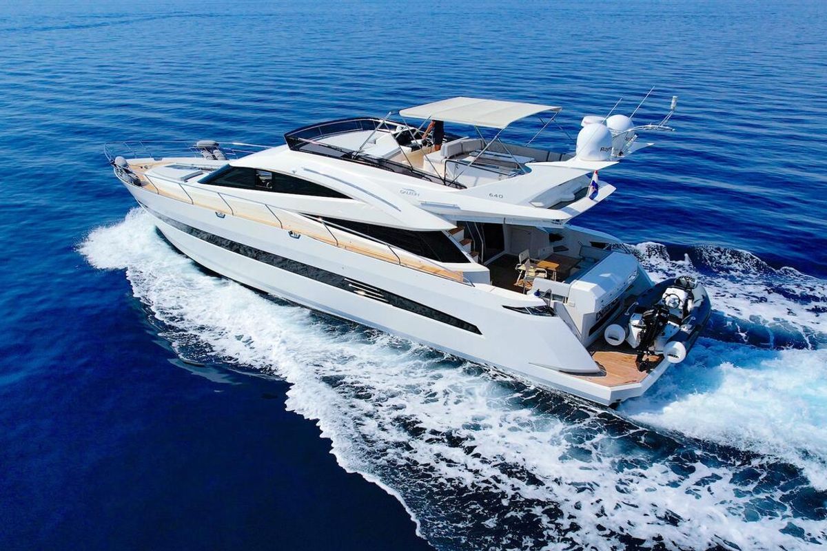 Exterior view of Bella Zio, a Galeon 640 Fly yacht at Split, Croatia
