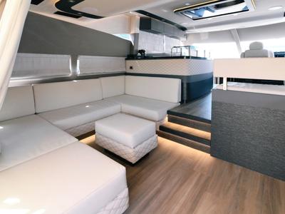 Salon of Bella Zio, a Galeon 640 Fly yacht at Split, Croatia