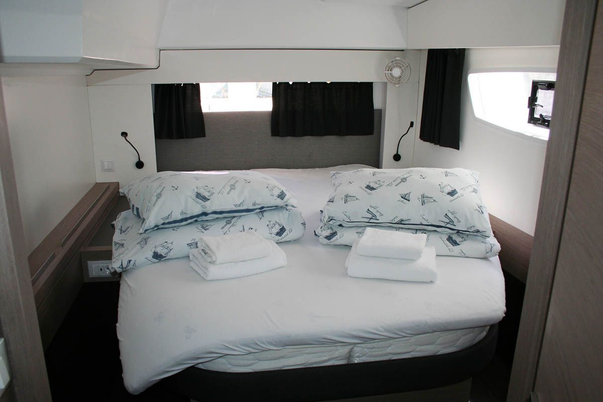 Head on Barramundi III, a Fountaine Pajot Astrea 42 catamaran at Seget Donji, Croatia