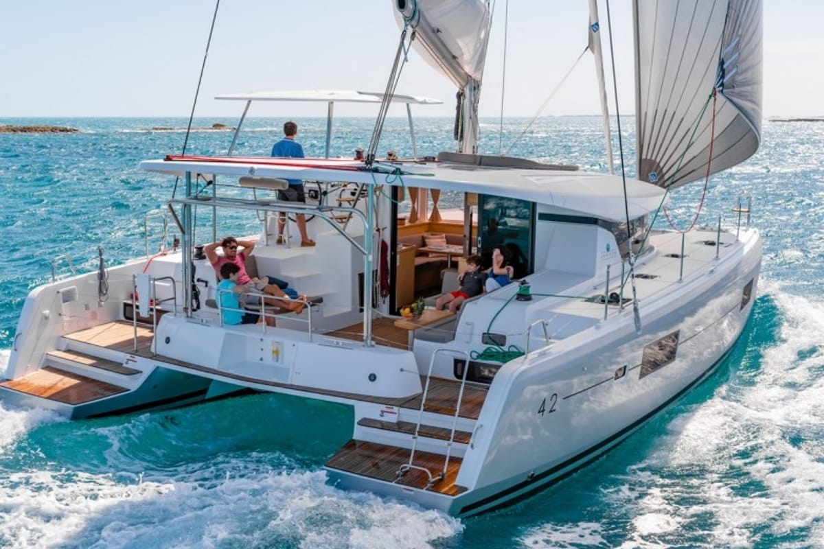 Exterior view of Parceval, a Lagoon 42 catamaran at Alameda, United States