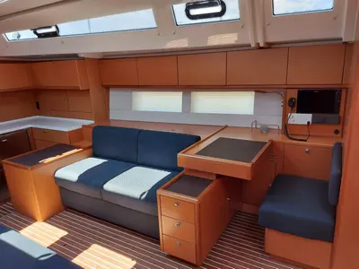 Salon of Promitheas, a Bavaria C57 sailboat at Athens, Greece