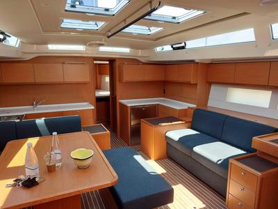 Salon of Promitheas, a Bavaria C57 sailboat at Athens, Greece