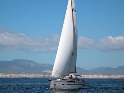 Cockpit of Maximum, a Bavaria Cruiser 56 sailboat at Llucmajor, Spain