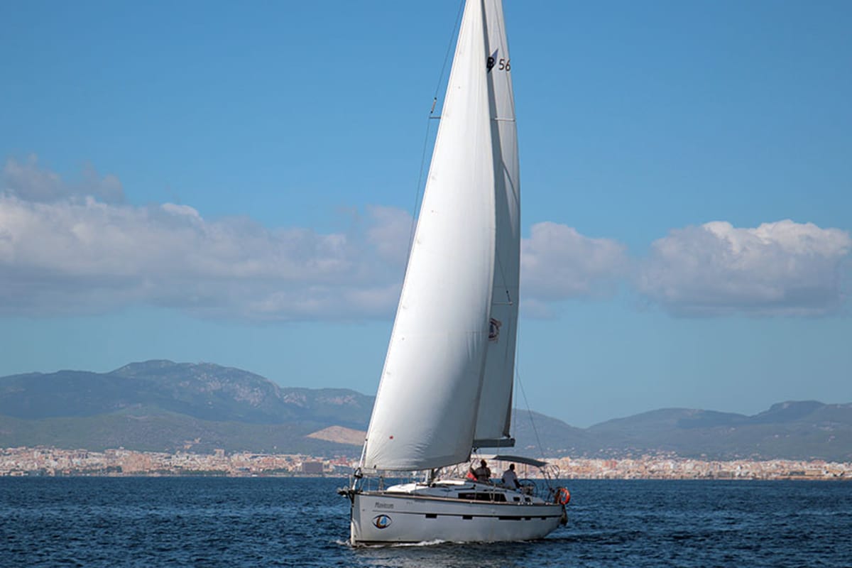 Cockpit of Maximum, a Bavaria Cruiser 56 sailboat at Llucmajor, Spain