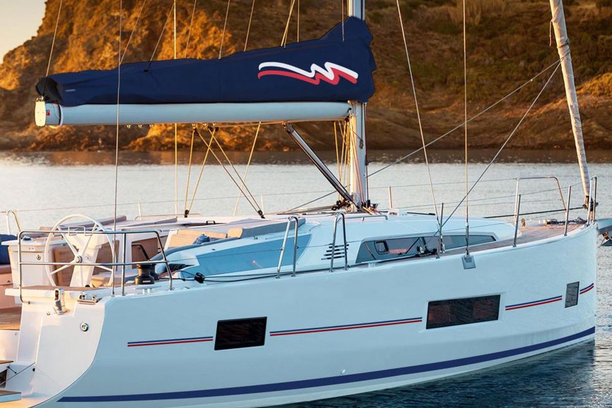Exterior view of Moorings 46.3 Club, a Beneteau Oceanis 46.1 sailboat at Grand Anse, Grenada