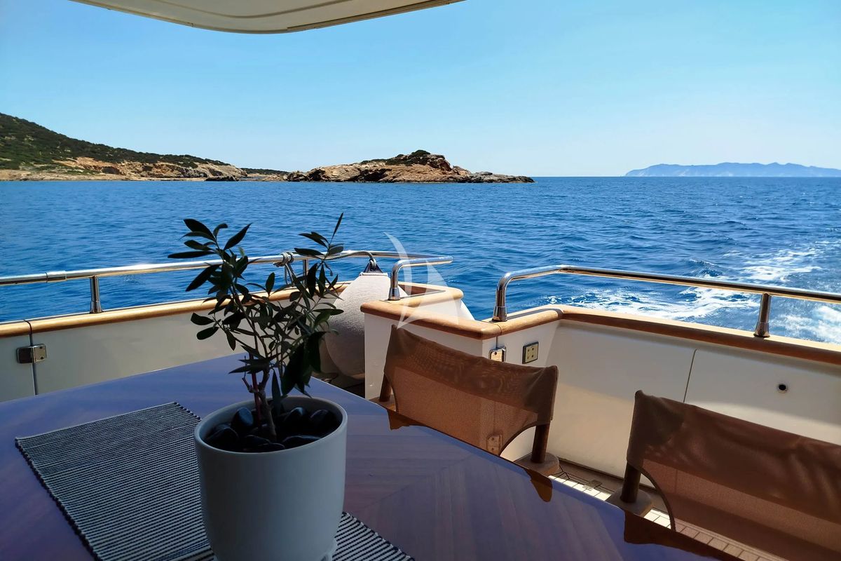 Deck of Mamma's, a Sanlorenzo San Lorenzo SL 82 yacht at Athens, Greece