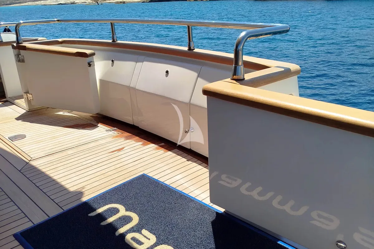 Deck of Mamma's, a Sanlorenzo San Lorenzo SL 82 yacht at Athens, Greece