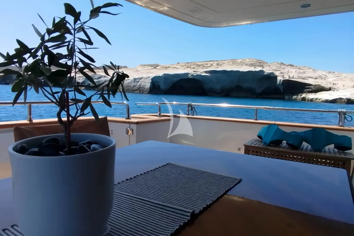 Deck of Mamma's, a Sanlorenzo San Lorenzo SL 82 yacht at Athens, Greece