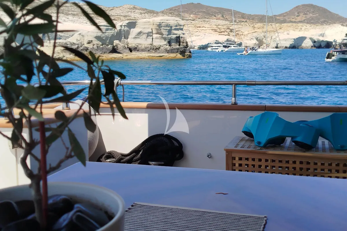 Deck of Mamma's, a Sanlorenzo San Lorenzo SL 82 yacht at Athens, Greece