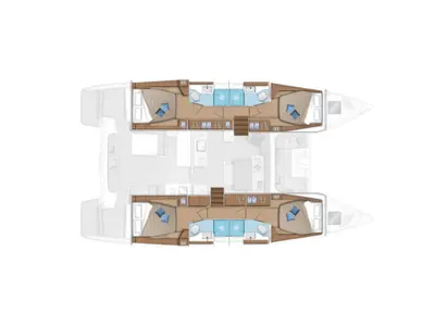 Floor plan of Hercules, a Lagoon 46 catamaran at Alameda, United States