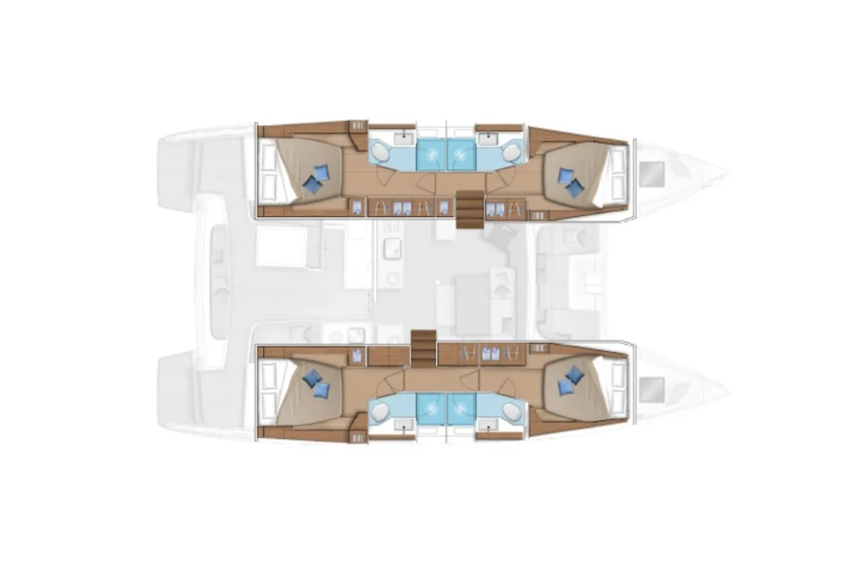 Floor plan of Hercules, a Lagoon 46 catamaran at Alameda, United States