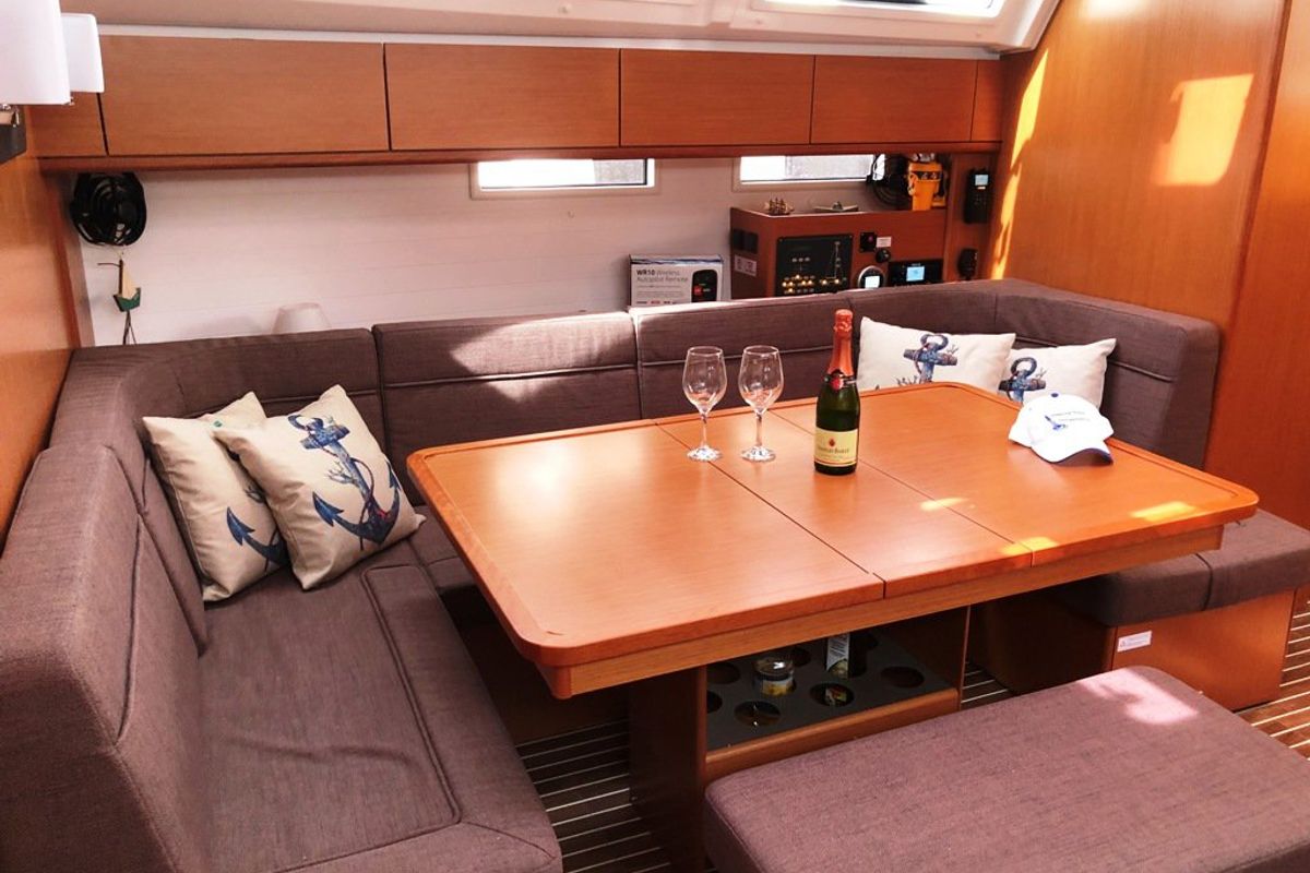 Cabin on Michael, a Bavaria Cruiser 46 sailboat at Kos, Greece