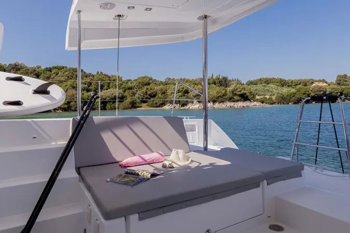 Deck of Gin Tonic, a Lagoon 450 F catamaran at Municipal Unit of Ellomenos, Greece