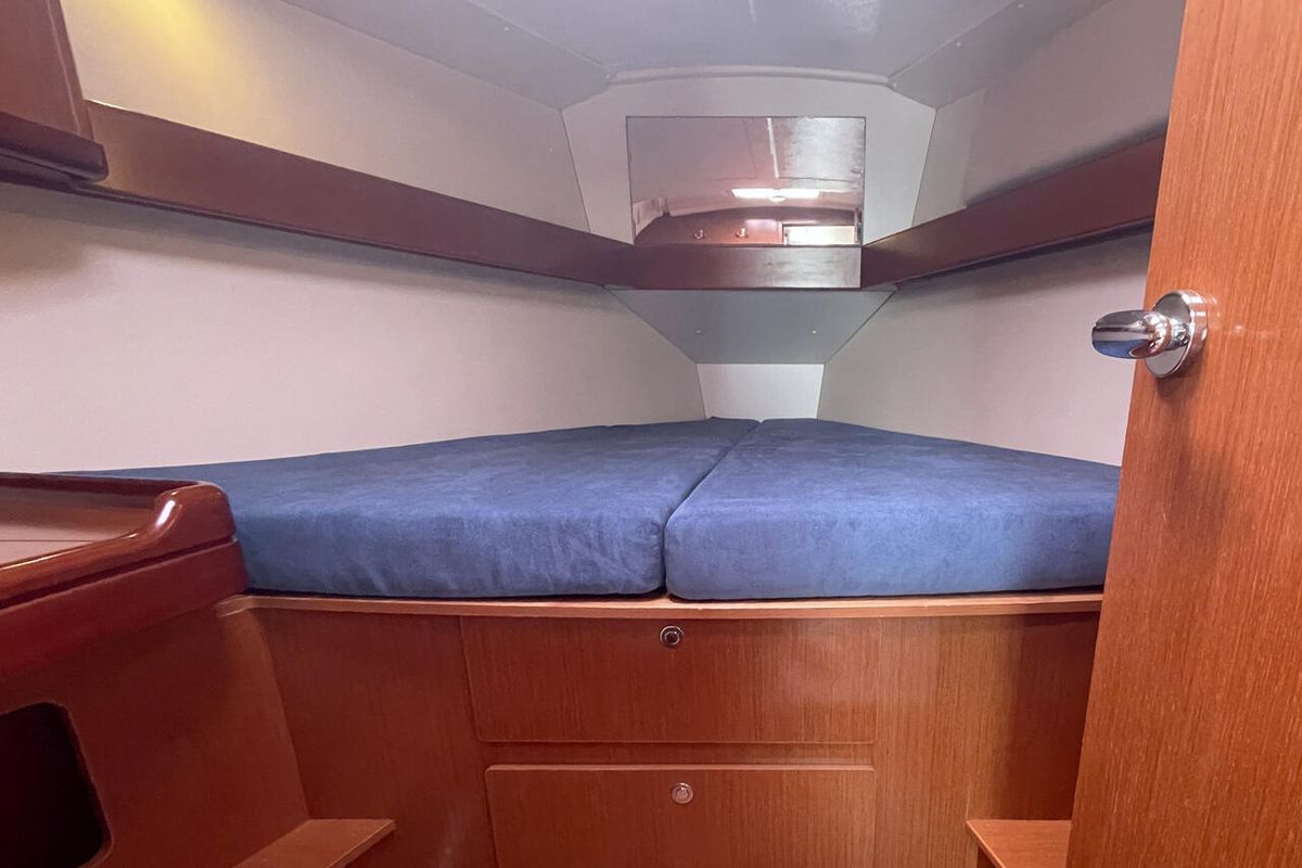 Cabin on White Horse, a Beneteau Oceanis 37 sailboat at Flensburg, Germany
