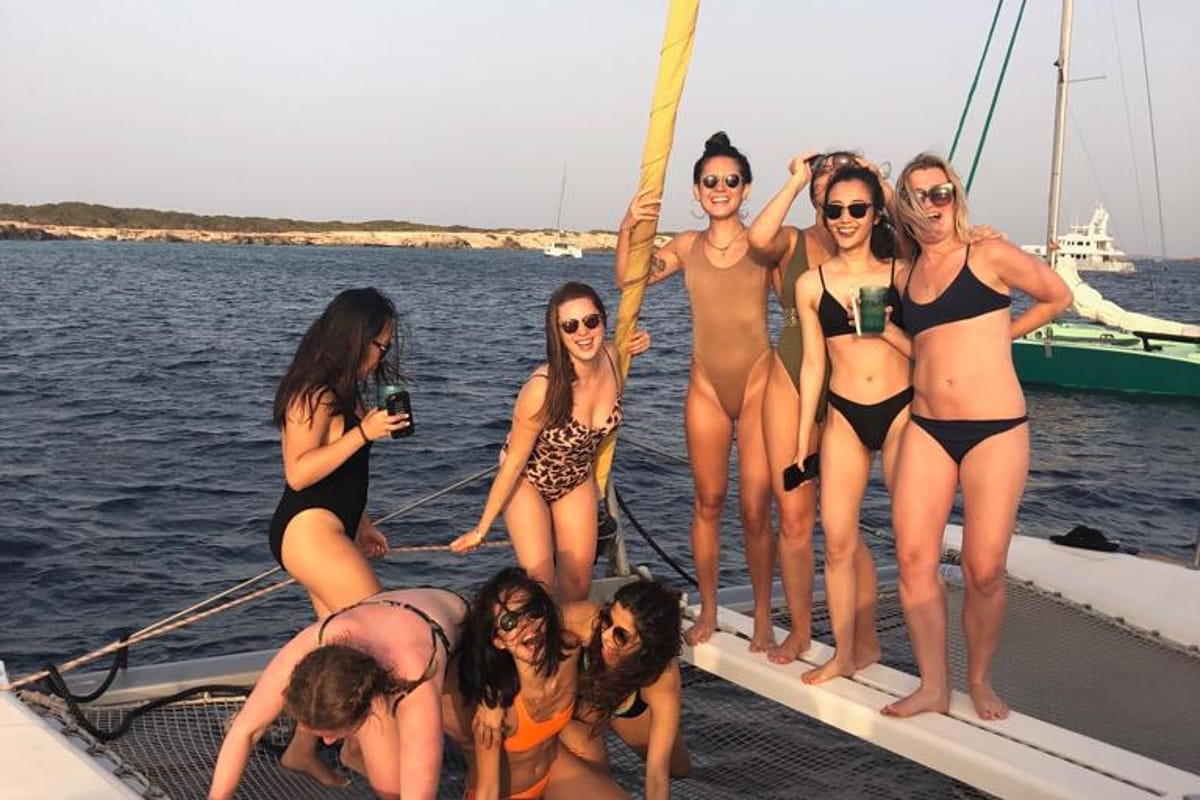 Deck of Nusa, a Lagoon 400 catamaran at Ibiza, Spain