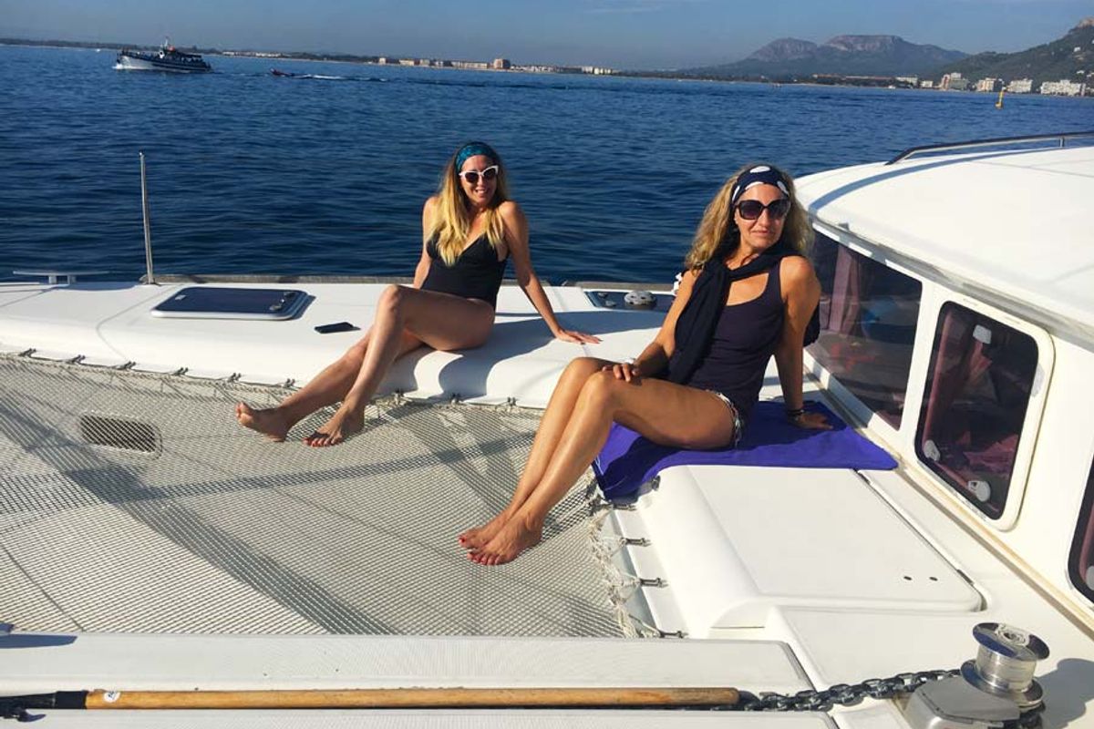 Deck of Nusa, a Lagoon 400 catamaran at Ibiza, Spain