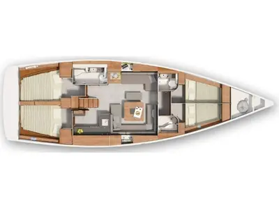 Floor plan of Sugar, a Hanse Yachts Hanse 455 sailboat at Athens, Greece