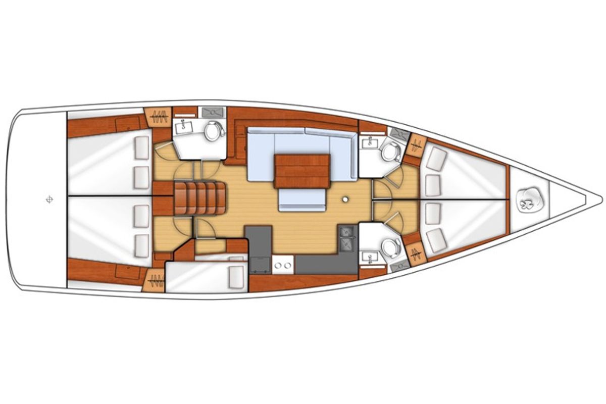 Floor plan of Oceanis 48 Classic, a Beneteau Oceanis 48 sailboat at Procida, Italy