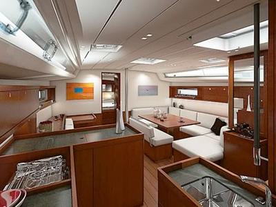 Salon of Oceanis 48 Classic, a Beneteau Oceanis 48 sailboat at Procida, Italy