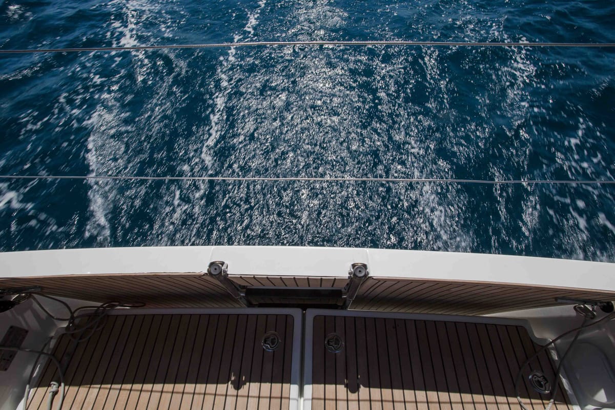 Deck of Ocean Song, a Jeanneau Sun Odyssey 440 sailboat at Athens, Greece