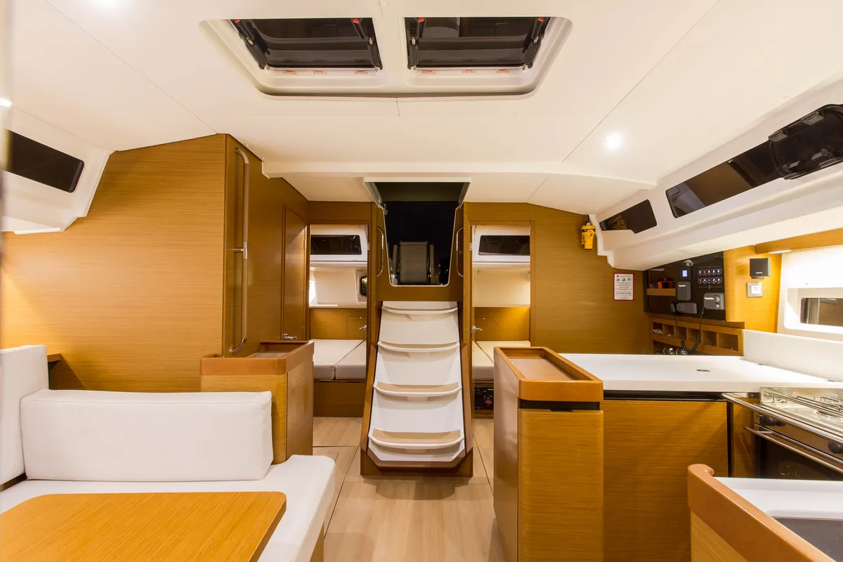 Salon of Ocean Song, a Jeanneau Sun Odyssey 440 sailboat at Athens, Greece