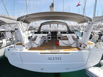 Cockpit of Alexej, a Hanse Yachts Hanse 460 sailboat at Grad Biograd na Moru, Croatia