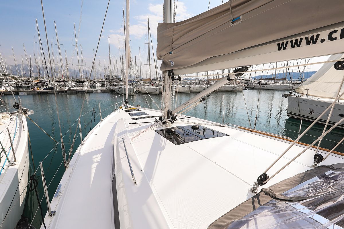 Deck of Alexej, a Hanse Yachts Hanse 460 sailboat at Grad Biograd na Moru, Croatia