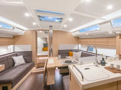 Salon of Pasithea, a Hanse Yachts Hanse 418 sailboat at Lavreotiki Municipal Unit, Greece