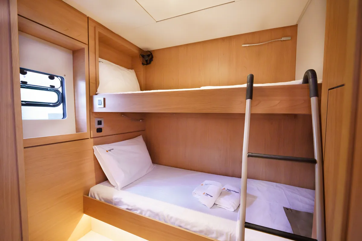 Cabin on The Big Orange Boat, a Bali 4.8 catamaran at Municipal Unit of Lefkada, Greece