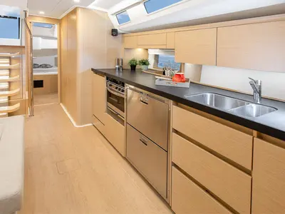Galley of Frizzante, a Hanse Yachts Hanse 508 sailboat at Seget Donji, Croatia
