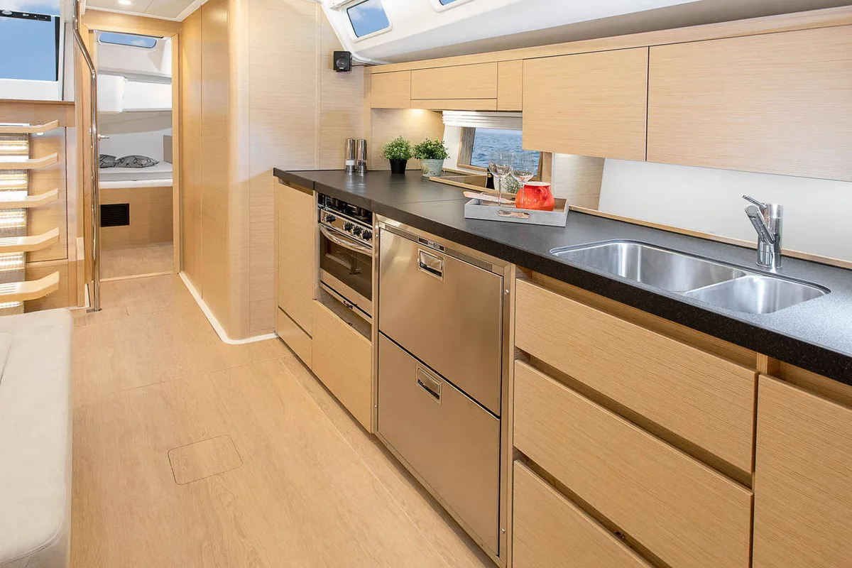 Galley of Frizzante, a Hanse Yachts Hanse 508 sailboat at Seget Donji, Croatia