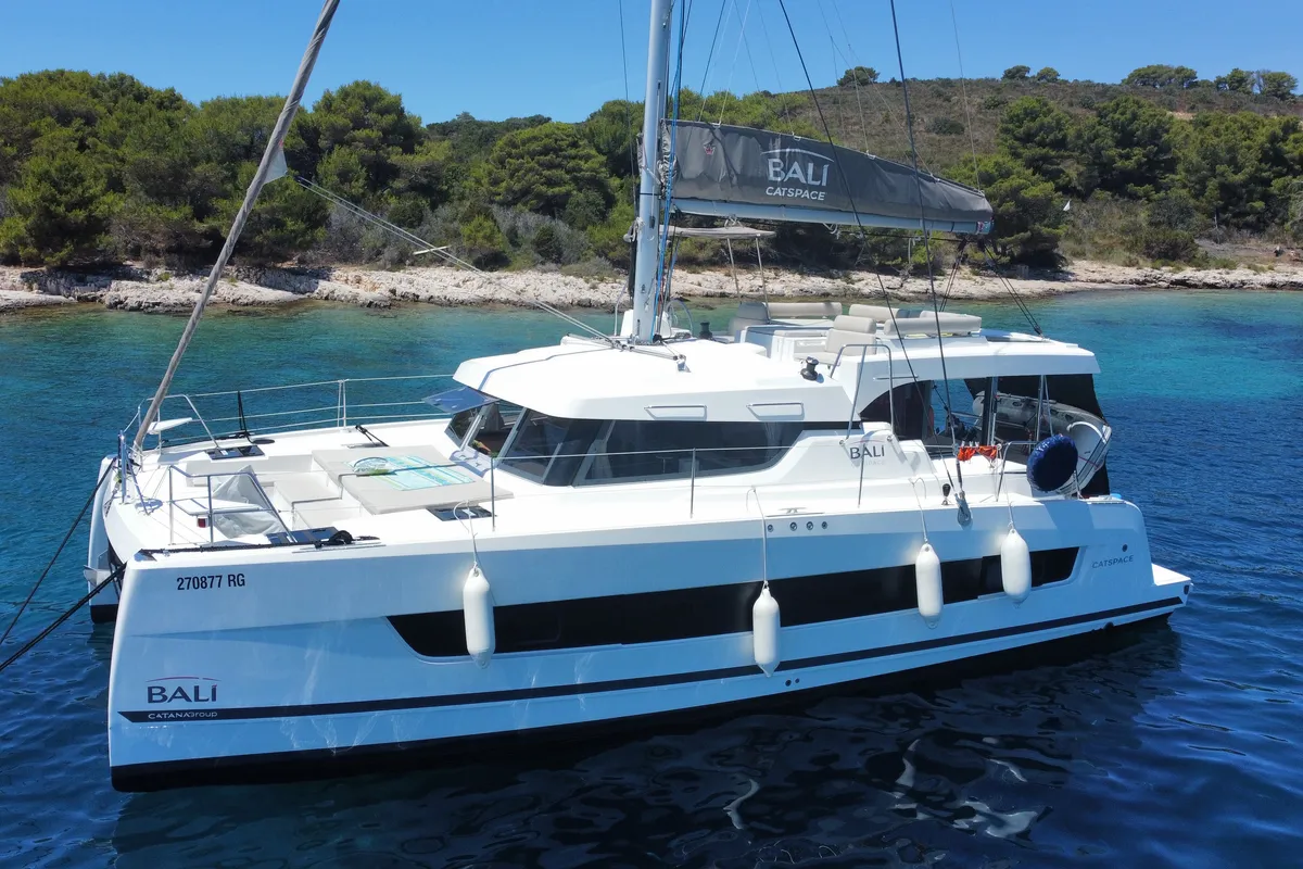 Exterior view of Moje Sunce, a Bali Catspace catamaran at Općina Rogoznica, Croatia