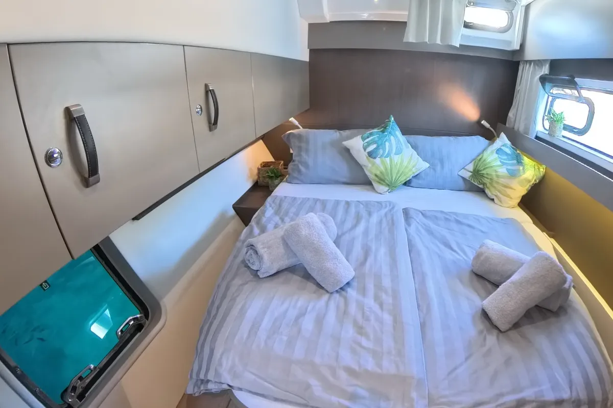 Cabin on Moje Sunce, a Bali Catspace catamaran at Općina Rogoznica, Croatia