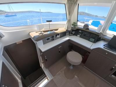 Cockpit of Moje Sunce, a Bali Catspace catamaran at Općina Rogoznica, Croatia
