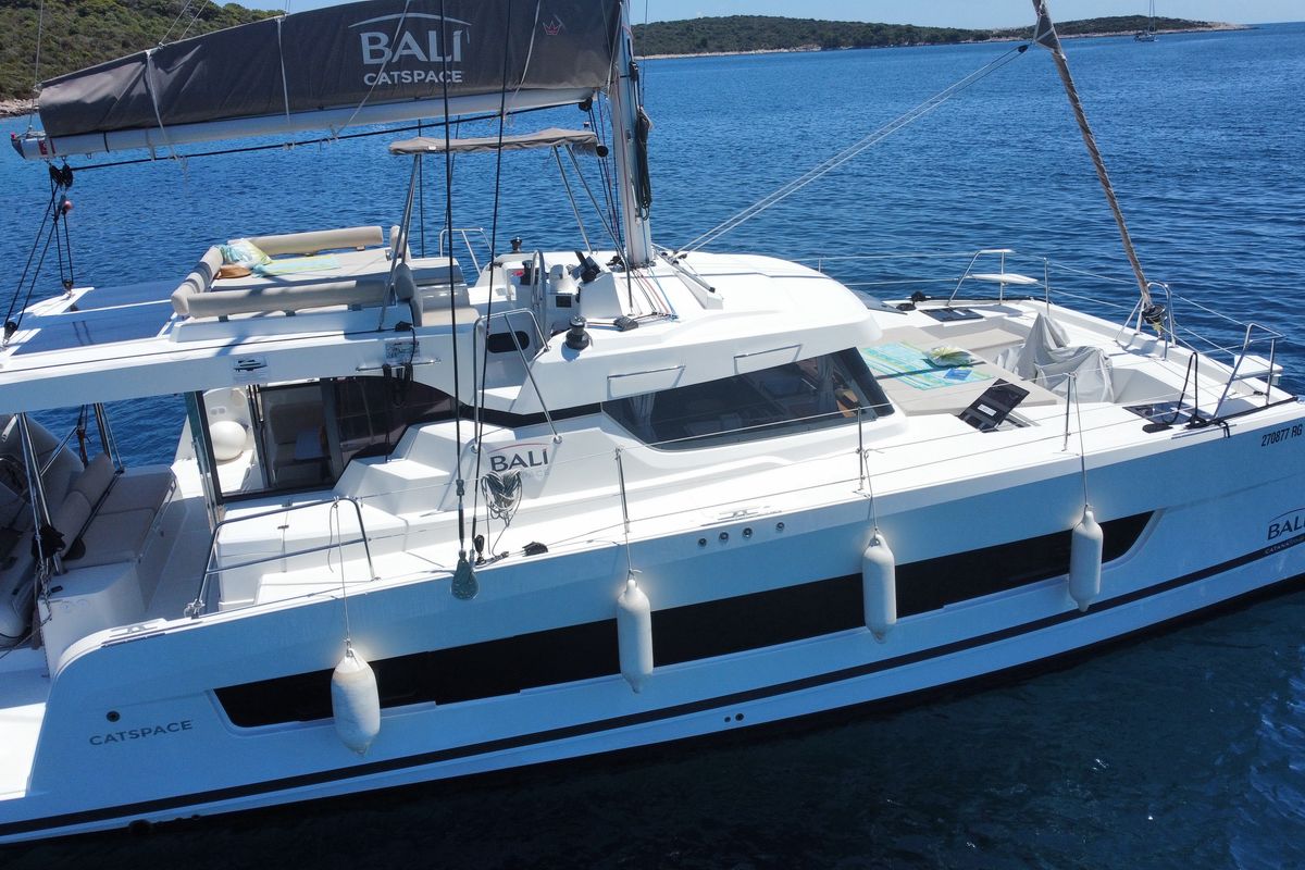 Exterior view of Moje Sunce, a Bali Catspace catamaran at Općina Rogoznica, Croatia