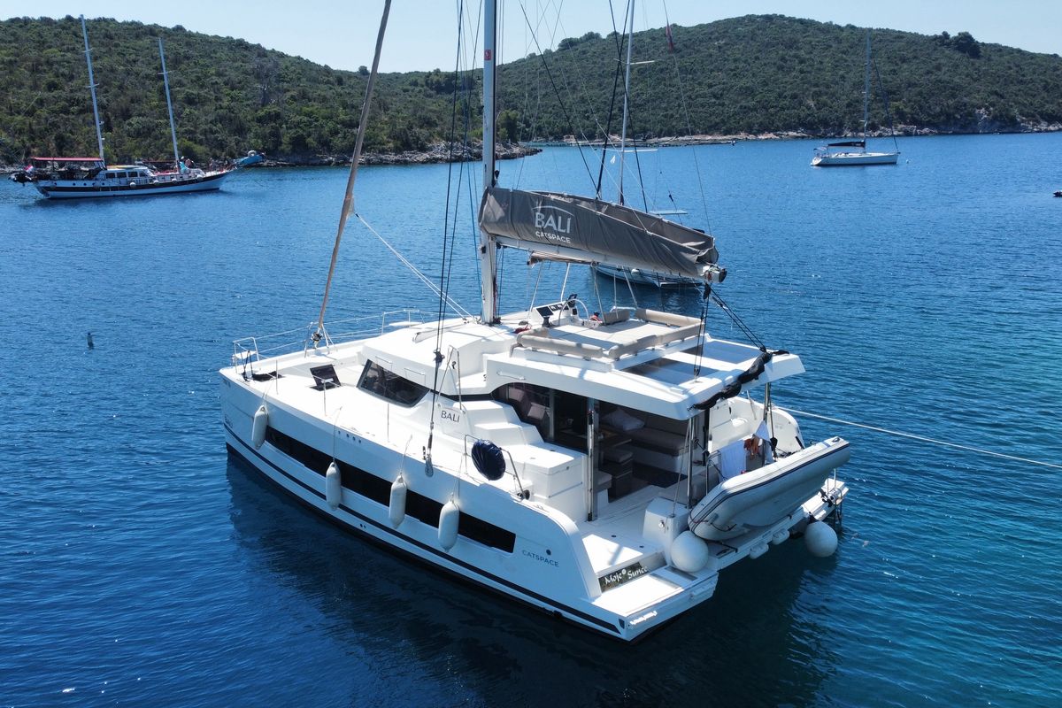 Exterior view of Moje Sunce, a Bali Catspace catamaran at Općina Rogoznica, Croatia